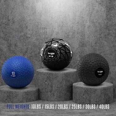М'яч для ударів Yes4All Medizinball - 4.5-18 кг, чорний, синій, блакитний, помаранчевий, глянцевий - для силових тренувань та фітнесу