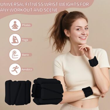 Гантелі на зап'ястя та щиколотки KOOOGEAR, 2 шт., 0.5 кг, чорні - для фітнесу, бігу, тренувань