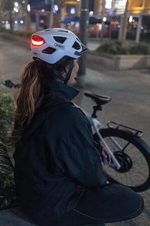 ABUS велосипедний шолом Aduro 3.0 LED з підсвіткою, спортивний міський шолом для дорослих, жовтий (52-58 см)