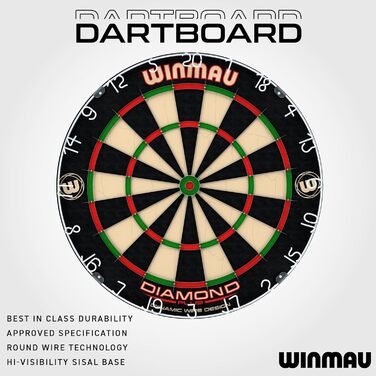 Дартс Winmau Diamond Plus PDC – професійна сталева мішень, ультратонкий дріт, високощільний сизаль