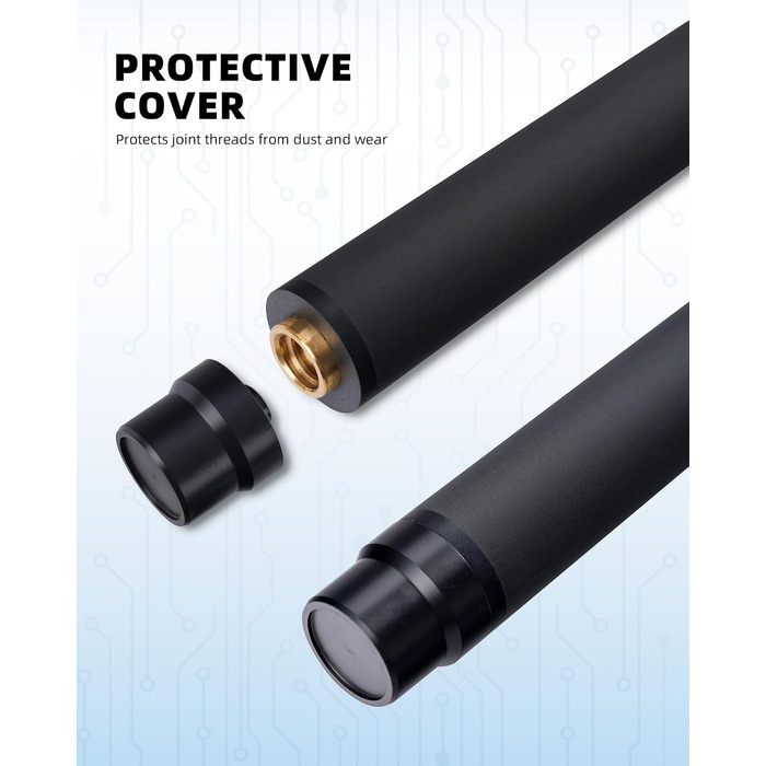 Карбоновий шафт для більярдного кия KONLLEN Low Deflection з Pro-Taper, 11.5/12.5 мм, з'єднання Uni-Loc, 74 см, чорний