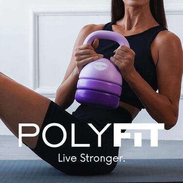 Регульована гантель Polyfit з кульковим механізмом – набір для домашнього спортзалу (фіолетовий)