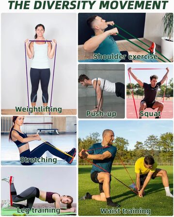 Набір еластичних стрічок FAOKZE для фітнесу, йоги, стрейчингу та силових тренувань (5 шт.)