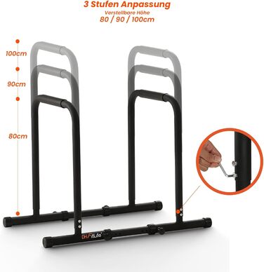 Бруси для віджимань DH FitLife, паралети для дому, регульовані 80-100 см, обладнання для калістеніки та силових тренувань