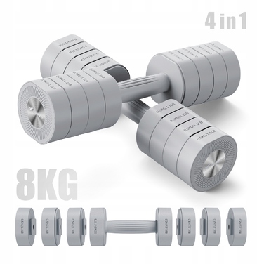 Регульовані гантелі 1–4 кг 4 в 1, фітнес-набір, колір сірий