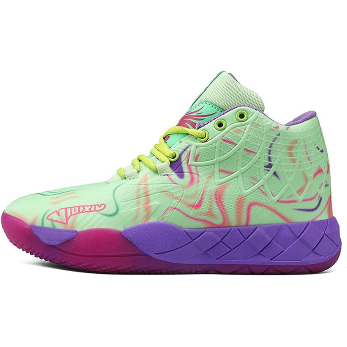 Чоловічі баскетбольні кросівки для студентів, антиковзаючі, зносостійкі, модні спортивні кросівки, великі розміри. Червоно-зелені (45 EU, Lvzi)