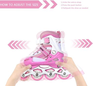 Дитячі ролики-кольоротки, регульовані, 3-в-1, для дівчаток та хлопчиків, розмір 31-38 (S, Рожеві)