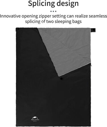 Спальний мішок Naturehike Ultraleicht: ультралегкий, компактний, для 3 сезонів, 190x75/205x85 см, вага 680/760 г, для походів, кемпінгу, рюкзаків, чорний, XL