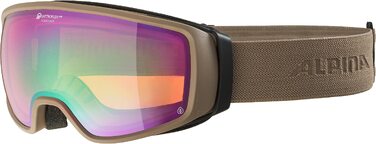 Гірськолижна маска ALPINA Double Jack PLNT Q-Lite з дзеркальною лінзою, контрастна, OTG, 100% UV-захист, sand matt