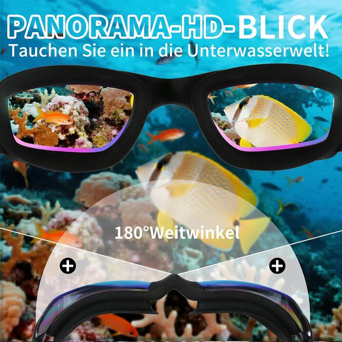 Окуляри для плавання унісекс для дорослих, професійні окуляри для дайвінгу з UV-захистом, антизапітніння, антивитік, чіткий огляд, м'які носові упори (блакитні)