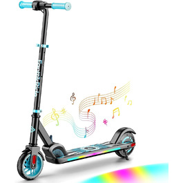 Електросамокат FanttikRide C9 Apex для дітей від 8 років, Bluetooth-музика, різнокольорові підсвітки, 8/12,8/16 км/год, запас ходу 8 км, LED-дисплей, регулювання висоти, складаний, для хлопчиків і дівчаток, синій