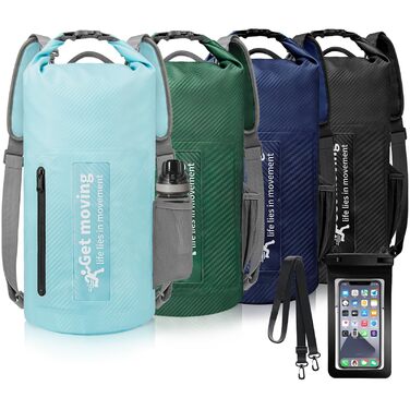 Водонепроникний мішок Dry Bag 20L RollTop: рюкзак, сумка для каякінгу, рафтингу, риболовлі, плавання, 30л, світло-блакитний