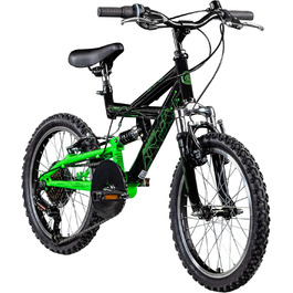 Дитяче гірське велосипед Galano FS180, 18 дюймів, для дітей від 5 років, чорно-зелений, легкий, MTB, унісекс
