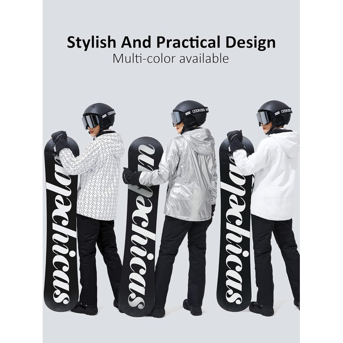 Жіноча водонепроникна куртка для сноубордингу та лижного спорту FREE SOLDIER з флісовою підкладкою та капюшоном. Тепла зимова куртка-дощовик з повністю проклеєними швами (L, срібляста)