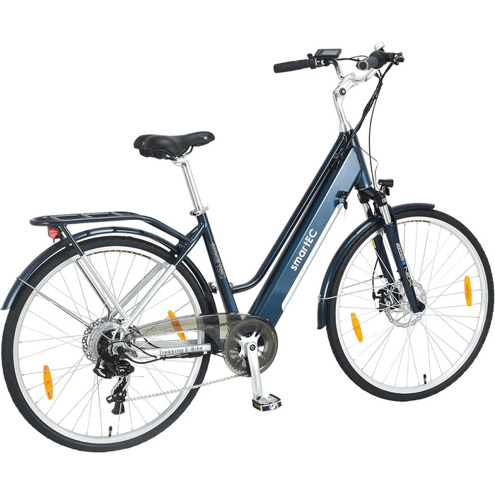 Електровелосипед smartEC Trek-28D для жінок, 28 дюймів, 250Вт, задній мотор, літієва батарея 36В/13А·год, до 90 км, 25 км/год, для міста та трекінгу