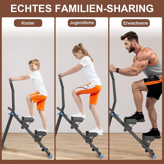 Вертикальний тренажер HXD-ERGO, крос-тренажер з LCD-дисплеєм, степер, складаний, для дому та фітнес-залу, регульовані ручки, чорно-синій