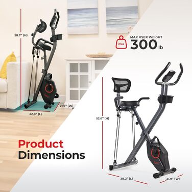 Складаний магнітний велотренажер Sunny Health & Fitness X-Bike Pro, 136 кг, 14 рівнів навантаження, ергономічна підтримка, сумісний з SunnyFit App