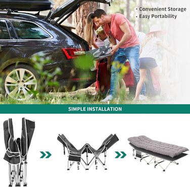 Кемпінгове ліжко YITAHOME для дорослих, розкладне, з матрацом, міцне, блакитне