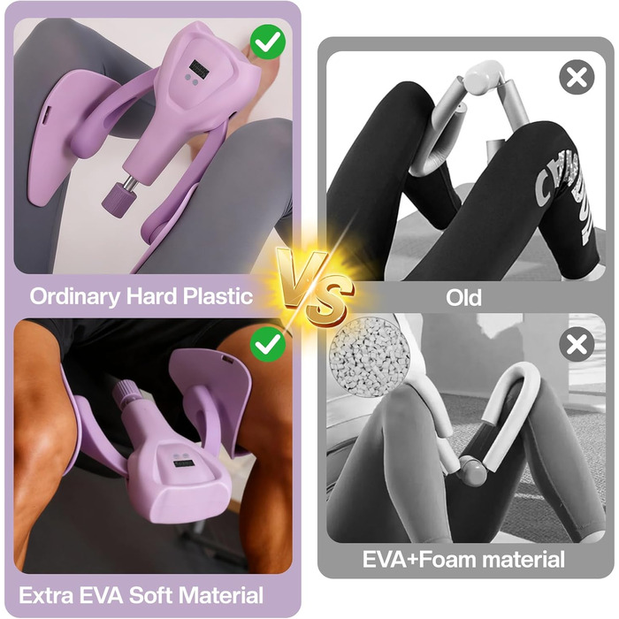 Набір для тренування м'язів тазового дна та стегон – Thigh Master з еластичною стрічкою | Тренажер для ніг вдома | Професійний тренажер для ніг для жінок та чоловіків для нарощування м'язів живота, ніг та сідниць