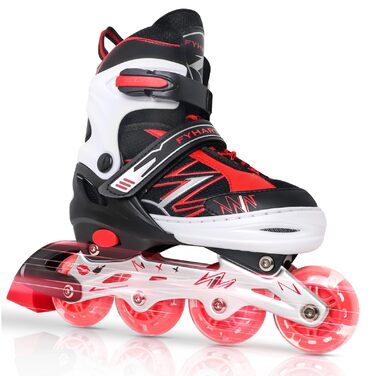 Регульовані ролики для дітей, ролики з підсвічуванням коліс для хлопчиків та дівчаток, для занять в приміщенні та на вулиці, спортивні, фіолетово-червоні, чорно-червоні