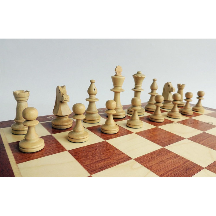 Набір шаховий турнірний Großartig NO.6 | Master Of Chess | Шаховий набір з шахівницею 54x54 см | Корпус з горіха та сикомори, високоякісний набір Staunton