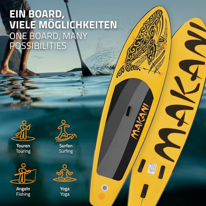Надувна SUP-дошка ECD Germany 305–380 см, до 150 кг, комплект із веслом і сидінням для каяка
