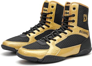 Боксерські кросівки для чоловіків та підлітків. Муай Тай, кікбоксинг, спаринги. Зручні боксерські кросівки для єдиноборств. Розміри 36-46 (EU 40, Schwarzgold 012)