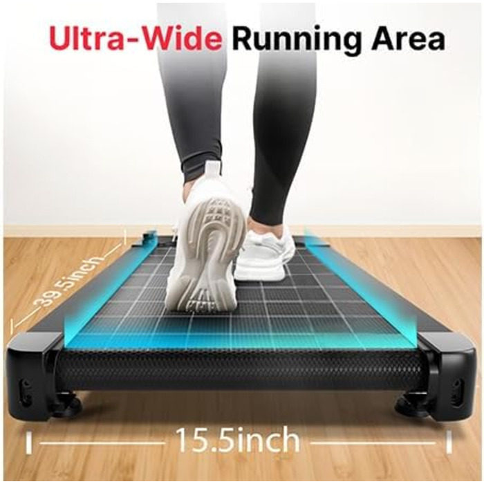 Bluearth Walking Pad: Ходункова доріжка з регулюванням нахилу 10%, стіл для бігу, смарт-додаток, доріжка для дому з LED-дисплеєм, чорний колір