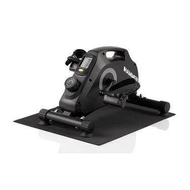 Магнітний тренажер для ніг HAMMER Pedaltrainer — міні-велотренажер для дому та офісу з дисплеєм, 8 рівнями навантаження, килимком та ременями безпеки