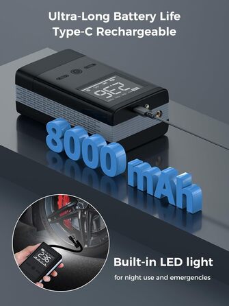 Портативний електричний компресор Smiling Shark AP-01, 12V, 150PSI, 8000mAh, з LCD-екраном, автоматичним відключенням і охолодженням, для авто, велосипедів, мотоциклів, м'ячів