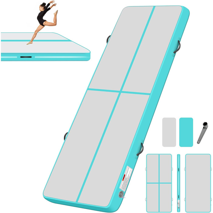 Надувний килимок для гімнастики BPB з електронасосом. 10 футів. Килимок для акробатики та тренувань. Підходить для дому, спортзалу, челедингу, йоги, пілатесу, бойових мистецтв, пляжу та водяних розваг. Розмір: 300x100x10 см