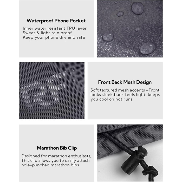 Поясна сумка для бігу WATERFLY: тримач для телефону, поясна сумка для джогінгу (чоловіча/жіноча), три відділення, для марафону та тріатлону, темно-сіра