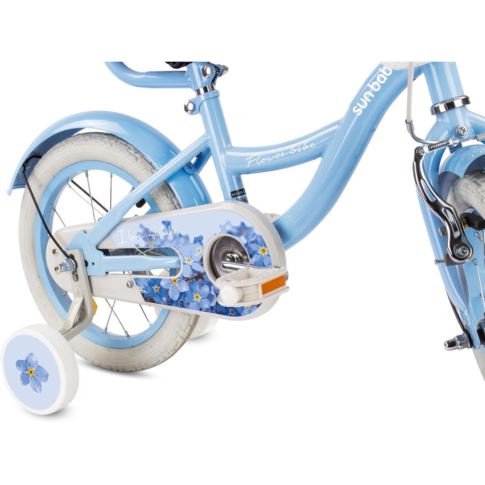 Дитяче велосипед Sun Baby Flower Bike для дівчаток, 14 дюймів, знімний ручка-штовхач, 2-6 років (Блакитний)