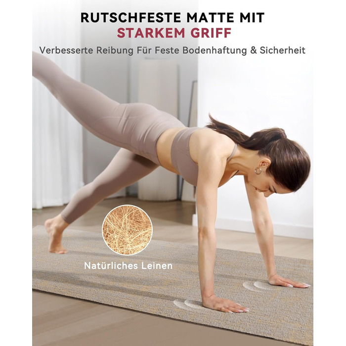 Великий килимок для йоги та фітнесу HAPBEAR Yogamatte XXL, протиковзкий мат для спорту та гімнастики, PVC, 8 мм товщина