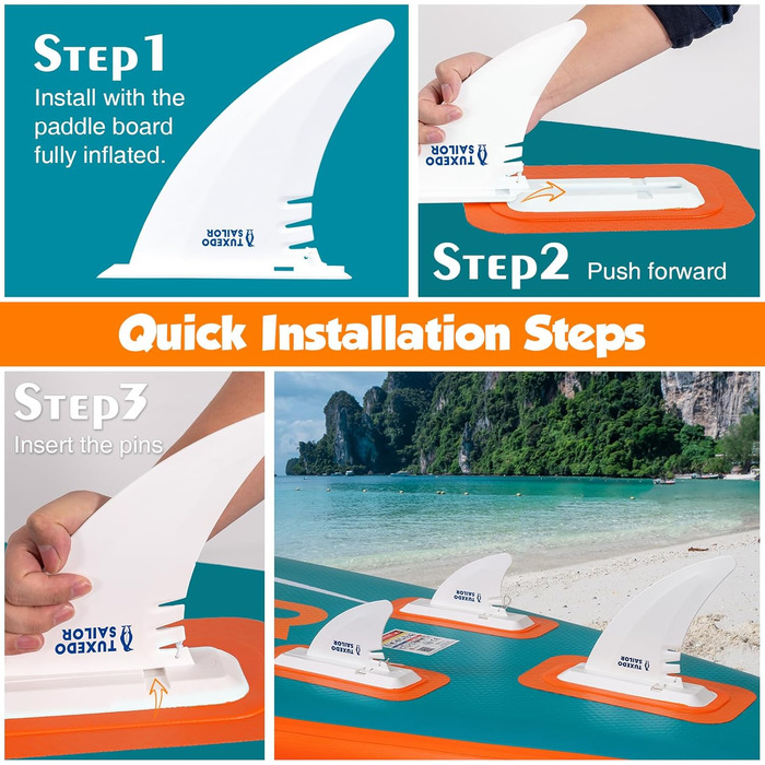 Надувний SUP борд Tuxedo Sailor Stand Up Paddle Board з аксесуарами, для дорослих та підлітків, блакитний та жовтий (зелений та помаранчевий)