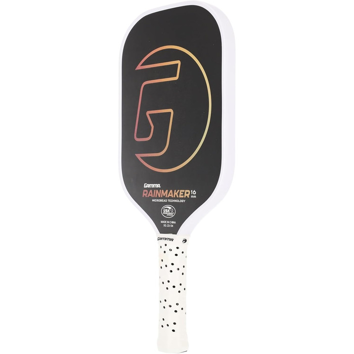 Gamma Rainmaker: Легка ракетка для піклболу з великою зоною удару, карбоновим покриттям з мікроперлин для обертання та контролю, регульованою вагою, 16 мм, 6 кольорів (чорний)