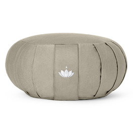 Подушка для медитації Lotuscrafts Zafu - 15 см, з наповнювачем з пшениці, бавовна органічна, GOTS сертифікат, вишивка (світло-бежевий)