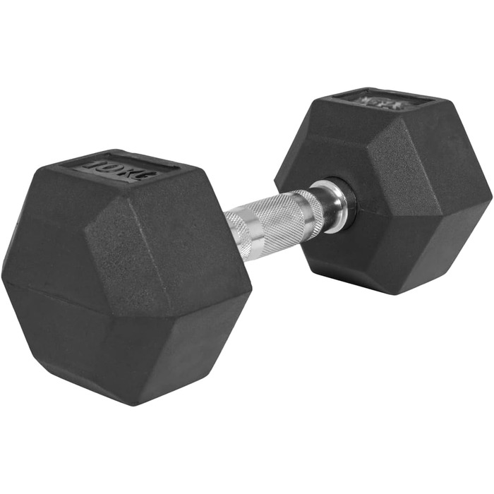 Гантелі шестигранні GORILLA SPORTS 42,5 кг, гумовані, гантелі для фітнесу і силових тренувань, з рифленою хромованою ручкою, чорні, нековзкі, чавун