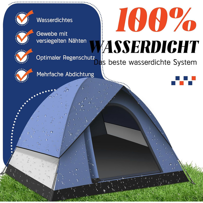 Намет для кемпінгу Zelt на 2-3 особи - ультралегкий, водонепроникний, куполоподібний, 4-сезонний, для трекінгу, сімейного відпочинку, фестивалів та подорожей