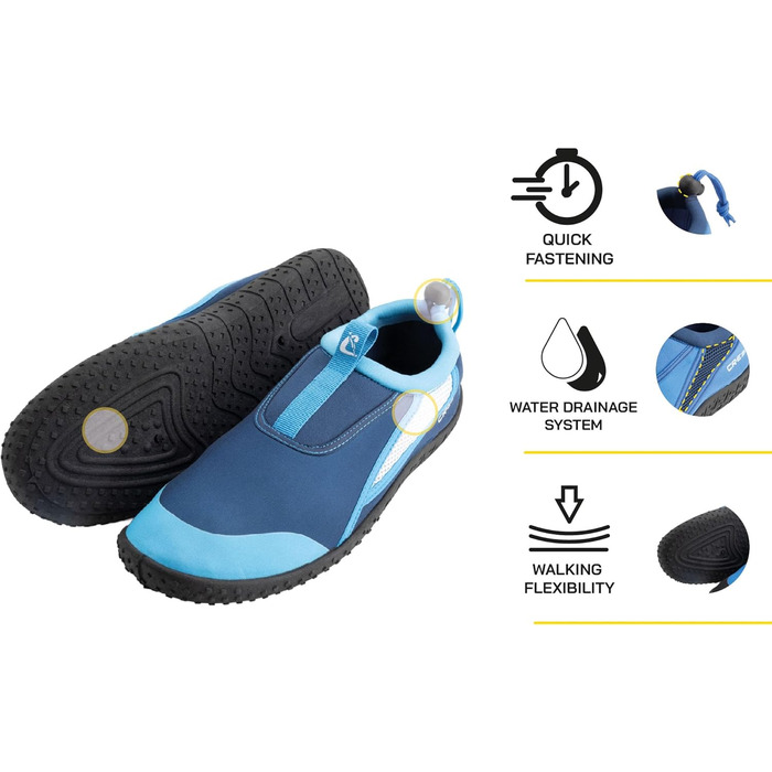 Взуття Cressi Coco Shoes - Швидковисихаючі водяні черевики для скель, моря, пляжу. Підходять для серфінгу, басейну та водних видів спорту, дорослі унісекс (блакитний світло-блакитний, 42.5 EU)