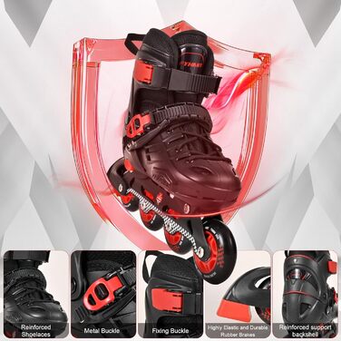 Регульовані дитячі ролики для хлопчиків та дівчаток, чорні, розмір L