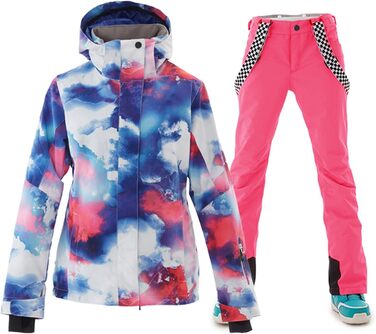 Комплект для сноубордингу та катання на лижах: вітро- та водонепроникний костюм SNHua+ (чорний, рожевий)