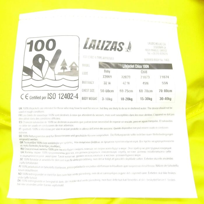 Дитячий рятувальний жилет Lalizas Chico 30-40 кг, жовтий/синій
