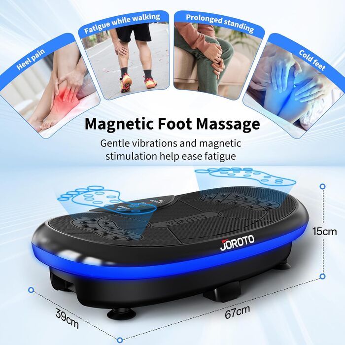 Платформа для вібраційного тренування JOROTO 4D - професійне тренування всього тіла | Сумісна з додатком | Bluetooth-динамік та LED-підсвітка, до 200 кг, для дому