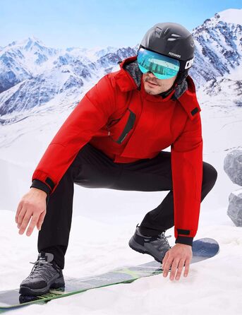 Чоловіча водонепроникна лижна куртка WUFU, тепла зимова модель, захист від вітру та снігу, червона (Getaway Solids)