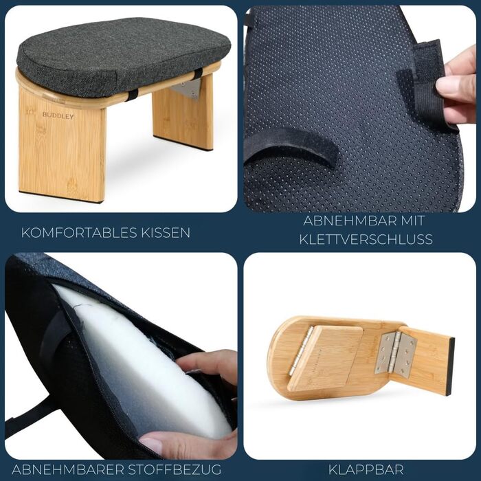 Складаний пуф для медитації Buddley з подушкою, ергономний стільчик для йоги та медитації