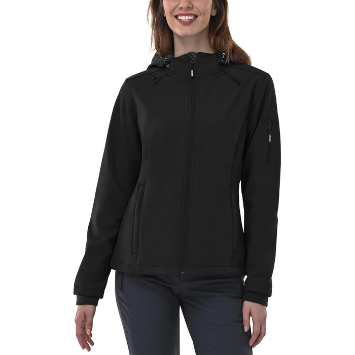 Жіноча водонепроникна мембранна куртка Outdoor Ventures Softshell — дихаюча вітрозахисна функціональна куртка з капюшоном, XL, чорна