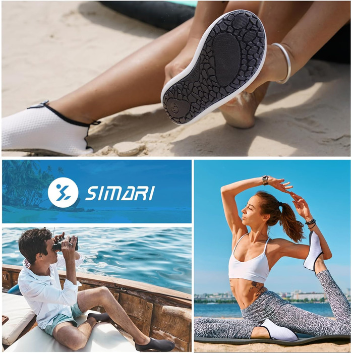 Водні черевики SIMARI для жінок та чоловіків, швидковисихаючі, моделі для плавання та відпочинку на пляжі, спортивні аквашузи SWS001, чорний, розмір 42/43 EU