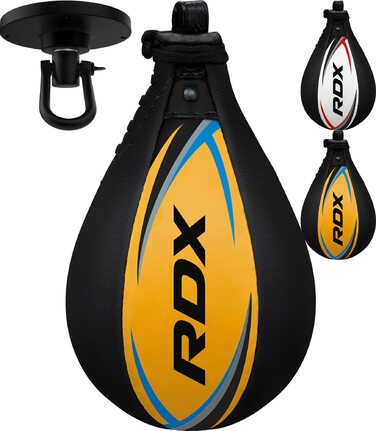 Набір для боксу RDX Speed Bag: шкіряний боксерський м'яч, поворотний кріплення, міцна конструкція, MMA, Муай Тай, фітнес, тренування, бокс, кікбоксинг, домашній спортзал