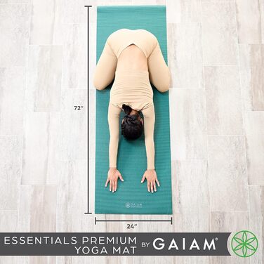 Gaiam Essentials професійний килимок для йоги з чохлом, 183×61×0,6 см, товстий нековзкий фітнес килимок